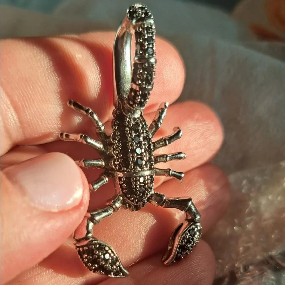 Anthro Pendant Scorpion Black Fashion Jewelry 925 Sterling Silver Rebel Men - Picture 15 of 16